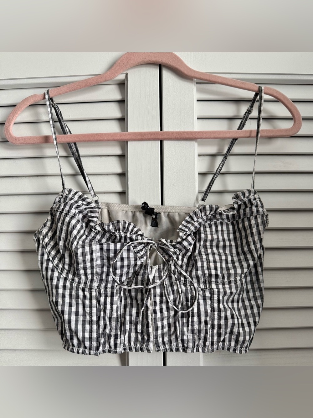Urban Outfitters Black & White Gingham Tie-Front Crop Top
